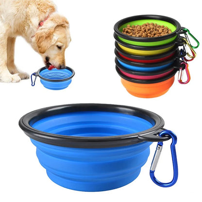 Folding Portable Silicone Cat / Dog Feeder Bowl 2 In 1 Pet Dispenser