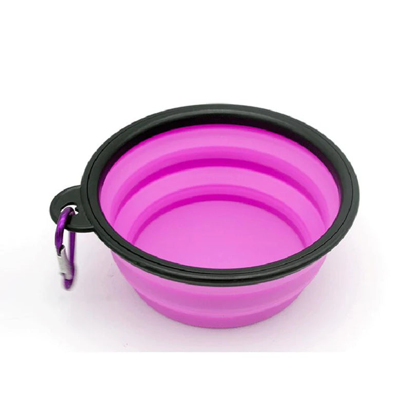 Folding Portable Silicone Cat / Dog Feeder Bowl 2 In 1 Pet Dispenser