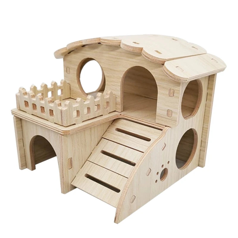 Pet Small Animal Hideout Wooden Hamster House