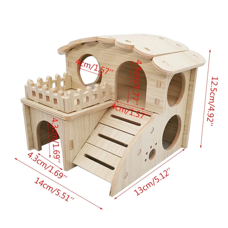 Pet Small Animal Hideout Wooden Hamster House