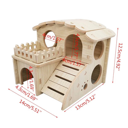 Pet Small Animal Hideout Wooden Hamster House