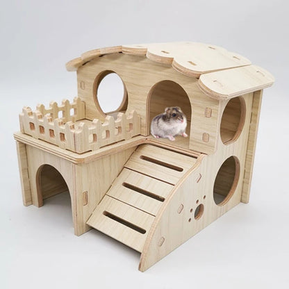 Pet Small Animal Hideout Wooden Hamster House