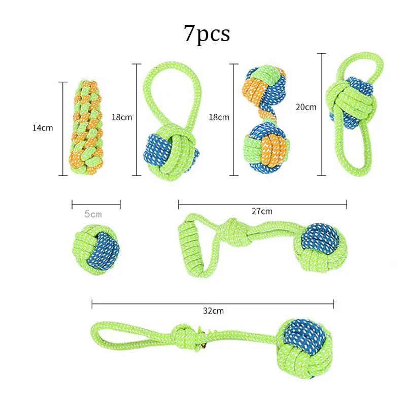4pcs/7pcs Dog Chew Toy Bite Resistant Rope Knot