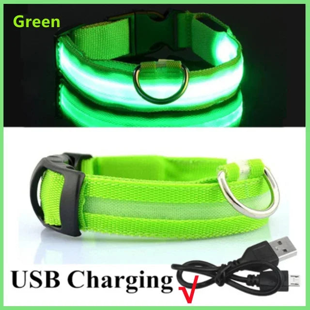 LED Glowing Dog Collar Adjustable Flashing Rechargeable Luminous Collar