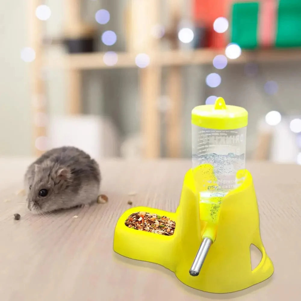 Hamster Water Feeder Small Animal Automatic Dispenser Drinking Water Bottle Bowls Dish with Food Container
