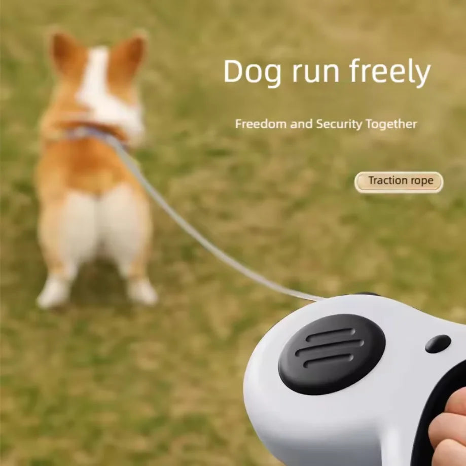 Dog leash with one-button brake / automatic retractable leash