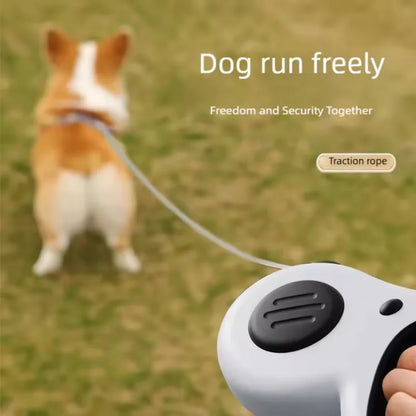 Dog leash with one-button brake / automatic retractable leash