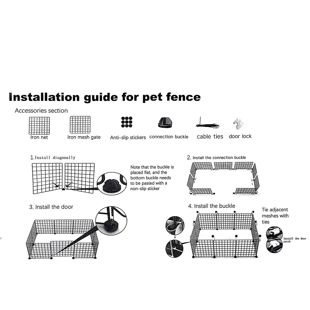DIY Erectable Fence Panels Simple Wire Mesh Panels for Cats / Dogs