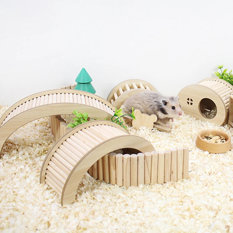 S/M/L Hamster Climbing Ladder Wooden Bridge for Guinea Pigs