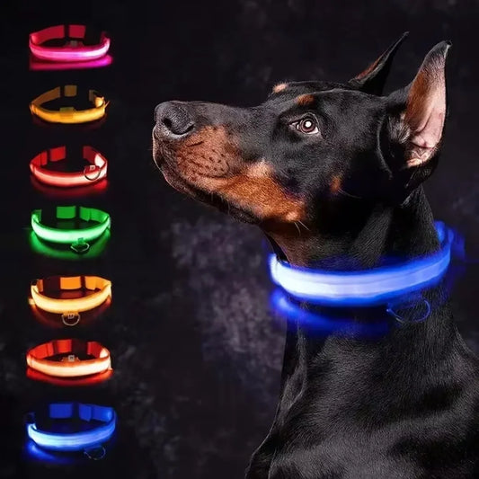 LED Glowing Dog Collar Adjustable Flashing Rechargeable Luminous Collar