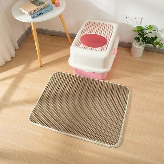 Cat Litter Mat with Gift Double Layer Non-Slip Waterproof Pet Litter Box Mat