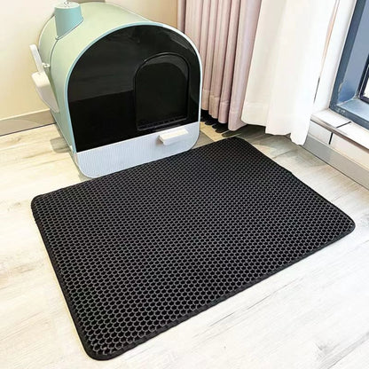Cat Litter Mat with Gift Double Layer Non-Slip Waterproof Pet Litter Box Mat