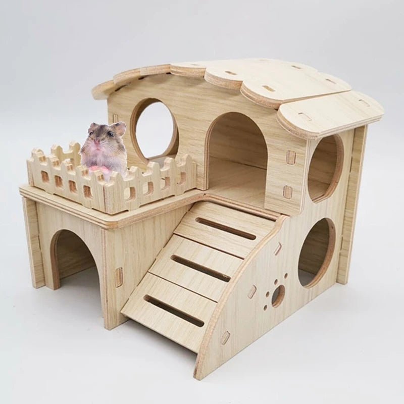 Pet Small Animal Hideout Wooden Hamster House