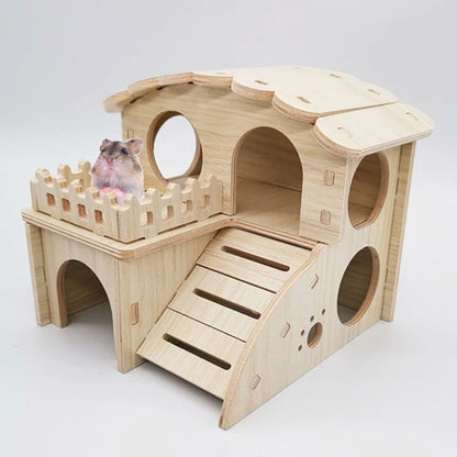 Pet Small Animal Hideout Wooden Hamster House