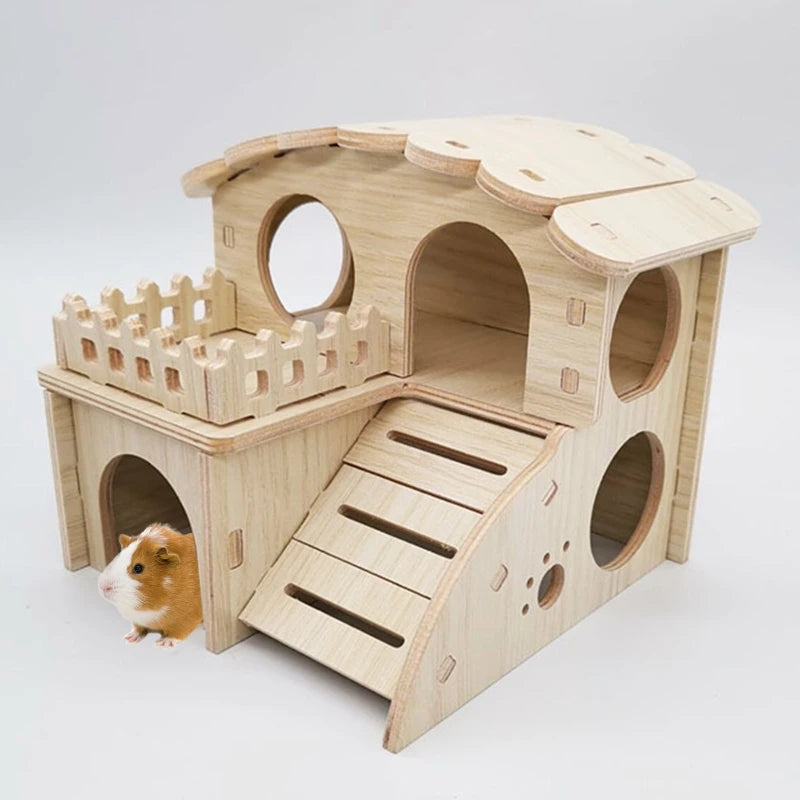 Pet Small Animal Hideout Wooden Hamster House