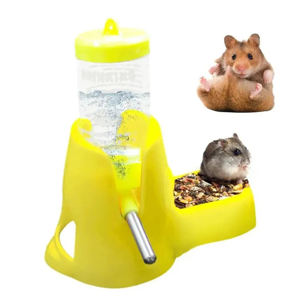 Hamster Water Feeder Small Animal Automatic Dispenser Drinking Water Bottle Bowls Dish with Food Container
