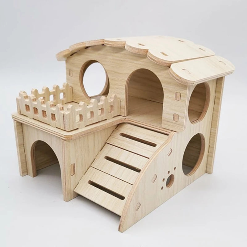 Pet Small Animal Hideout Wooden Hamster House
