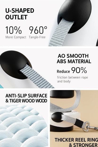 Dog leash with one-button brake / automatic retractable leash