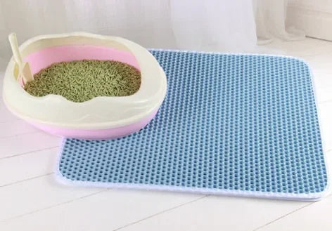 Cat Litter Mat with Gift Double Layer Non-Slip Waterproof Pet Litter Box Mat