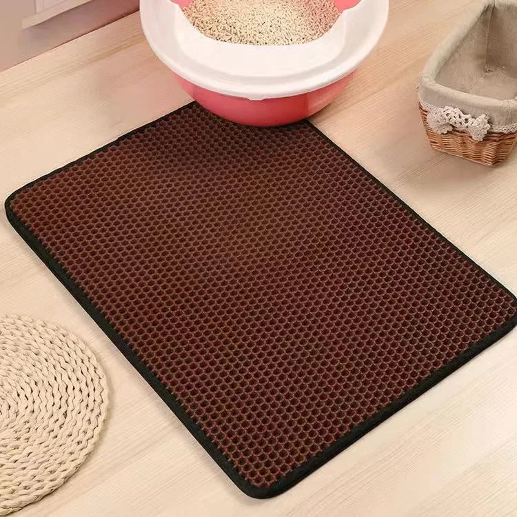 Cat Litter Mat with Gift Double Layer Non-Slip Waterproof Pet Litter Box Mat