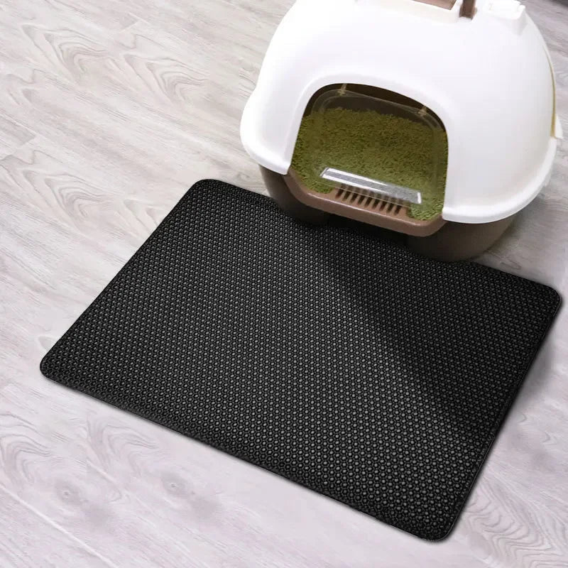 Cat Litter Mat with Gift Double Layer Non-Slip Waterproof Pet Litter Box Mat