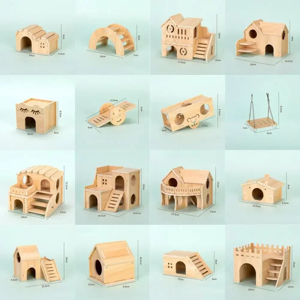 Pet Hamster Toys Wooden Bridge Seesaw Swing Toys