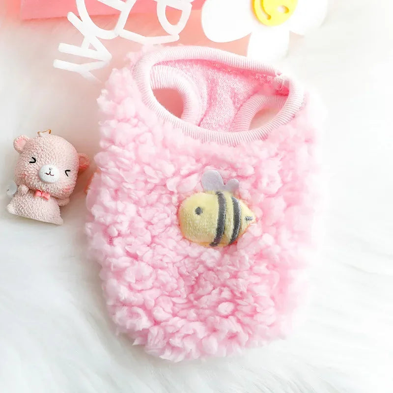 Winter Bunny Kitten Sweater Clothes Warm Velvet for Small Animals