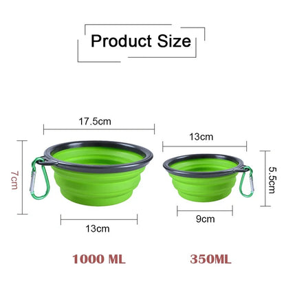 Folding Portable Silicone Cat / Dog Feeder Bowl 2 In 1 Pet Dispenser
